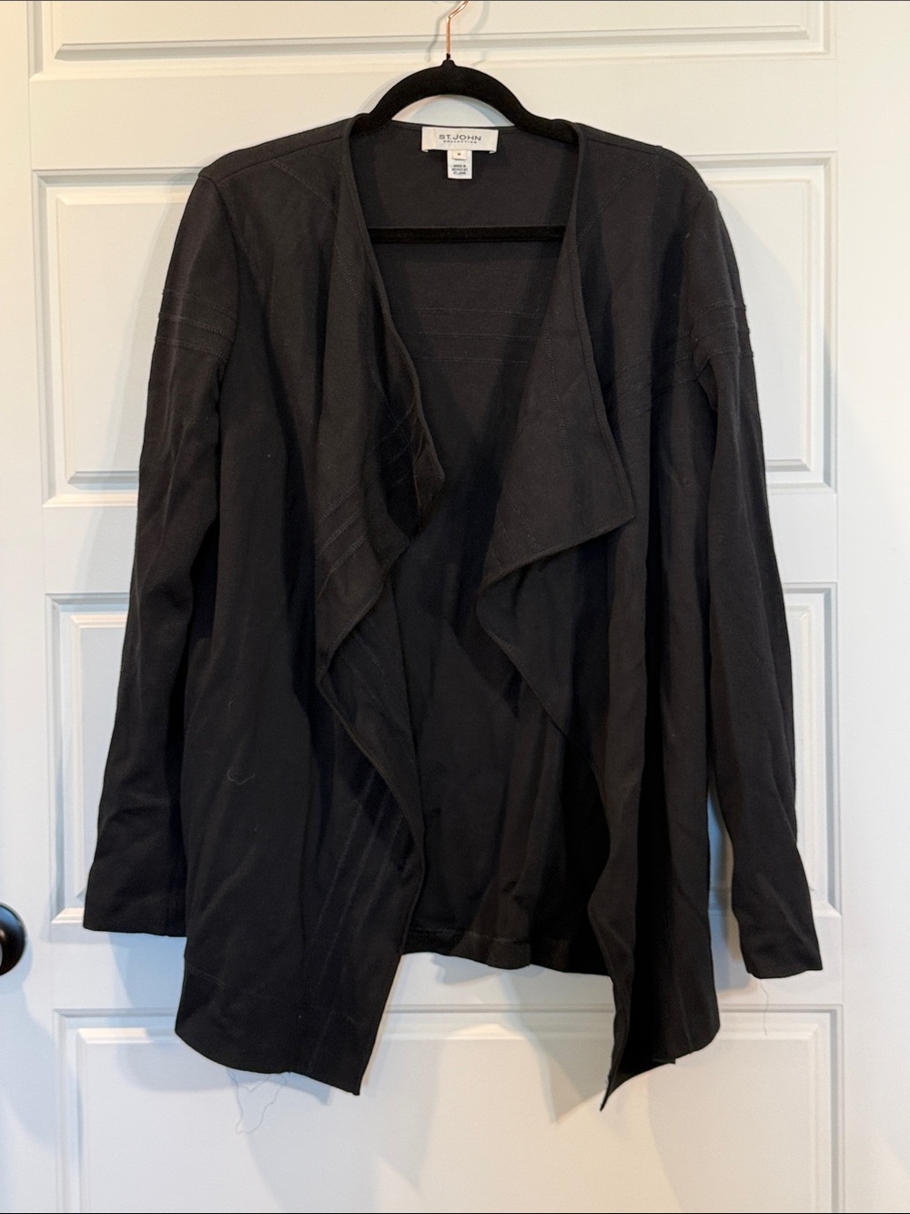 St. John Collection Black Open front Cardigan Sweater Medium